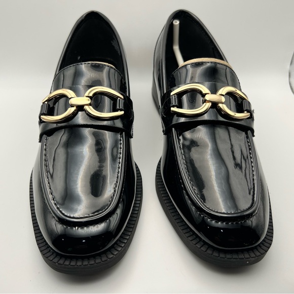 Anne Klein Flex Black Loafers with Gold Accent - Picture 2 of 6